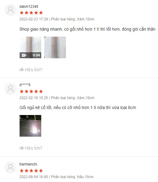 Đánh giá gối kê cổ